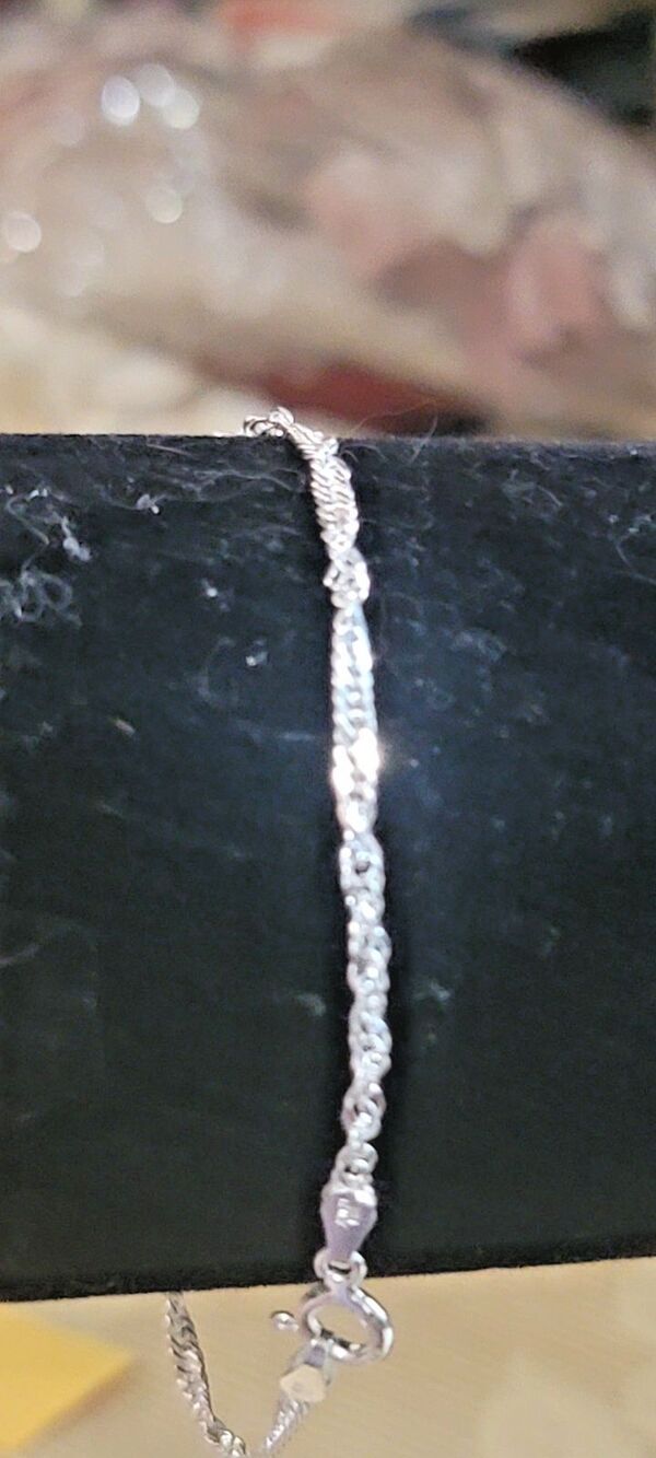 STERLING SILVER Fancy Twisted Herringbone Chain Bracelet 2.5mm x 7.5" Long *NEW*